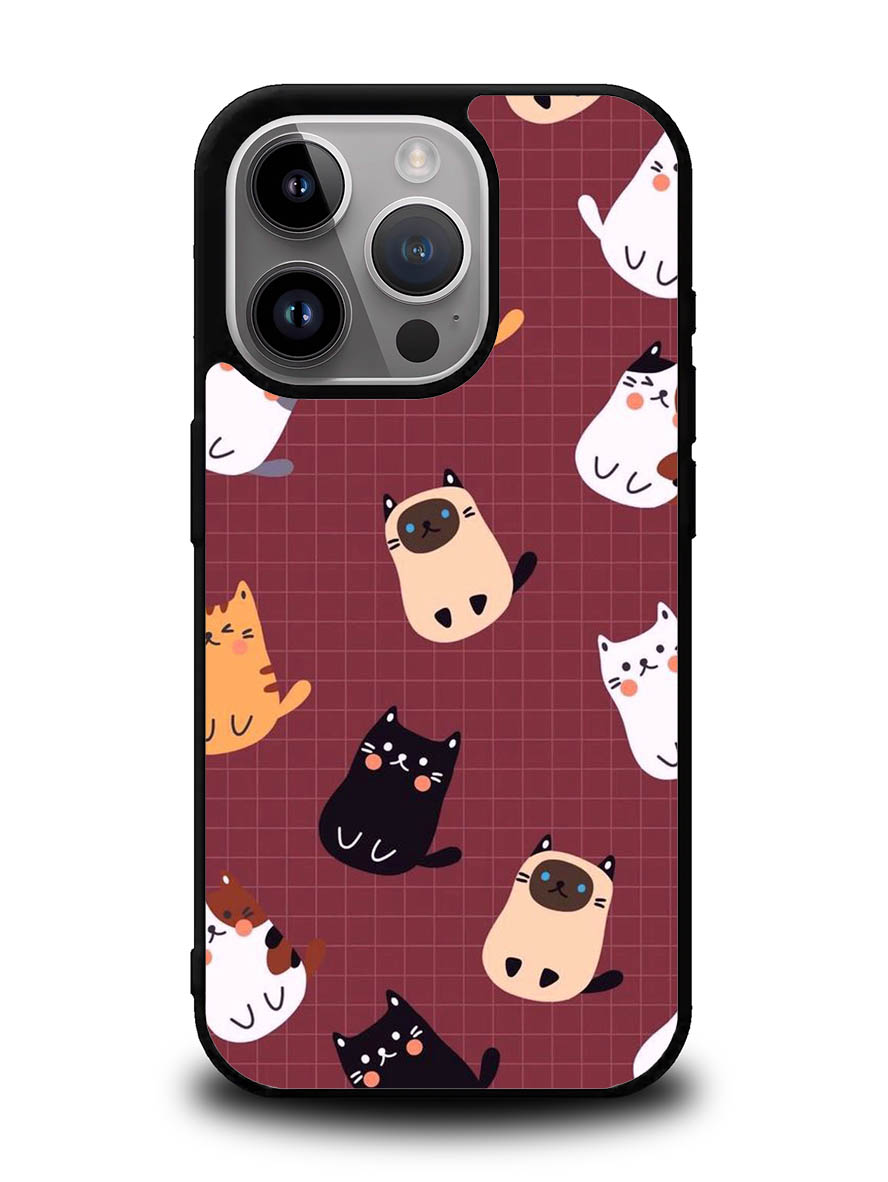 Cat Pattern Wallpaper iPhone 14 Pro Case QC1436