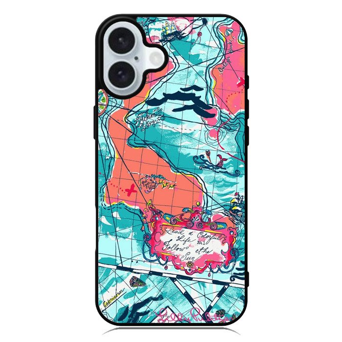 Lilly Pulitzer Map iPhone 16 Plus Case QC9031