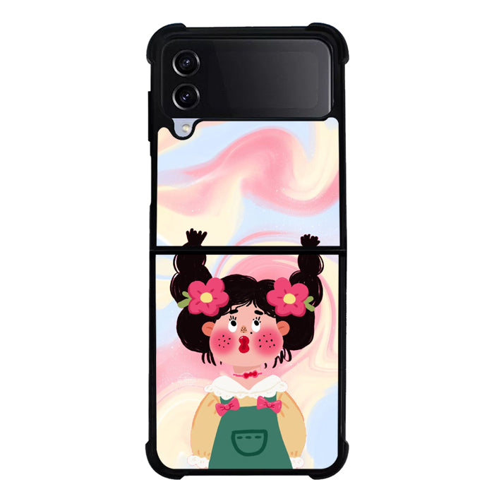 Cute gril FLN0086 Samsung Galaxy Z Flip 5 , Z Flip 4 , Z Flip 3 ,  Z Fold 5 , Z Fold 4 , Z Fold 3 5G Case