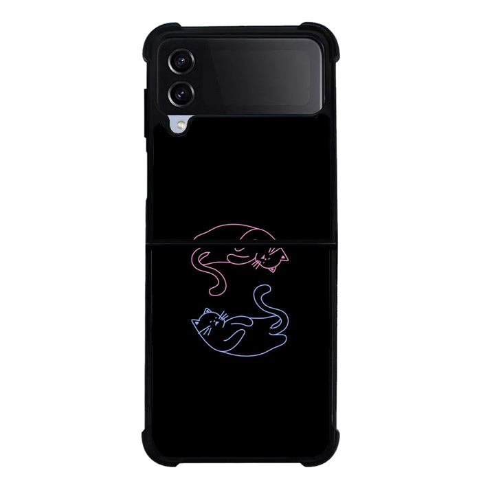 Couple cat FLN0116 Samsung Galaxy Z Flip 5 , Z Flip 4 , Z Flip 3 ,  Z Fold 5 , Z Fold 4 , Z Fold 3 5G Case