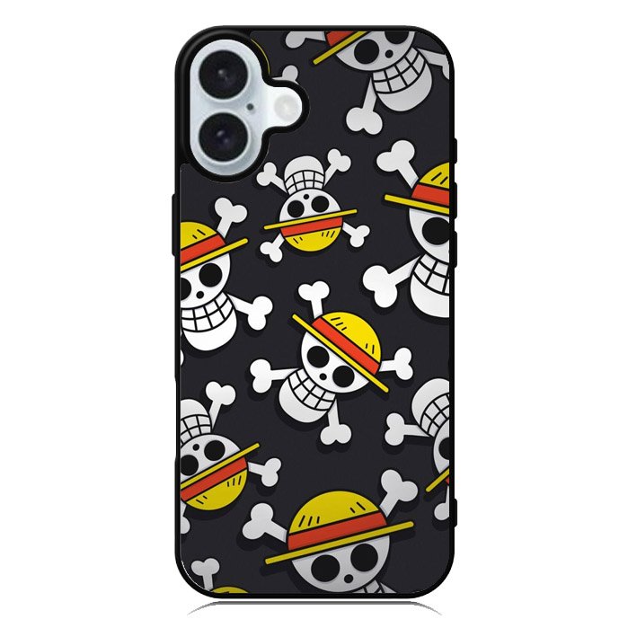 One Piece Straw Hat Pirates Logo Dark iPhone 16 Plus Case QC10993