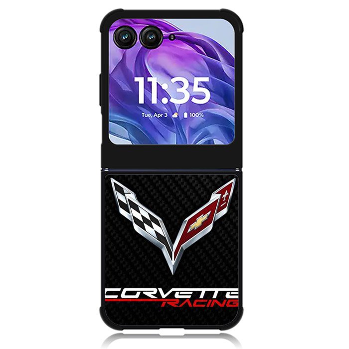 Corvette Logo Carbon 1st Motorola Moto Razr Plus 2024 , Moto Razr+ 2024 Case
