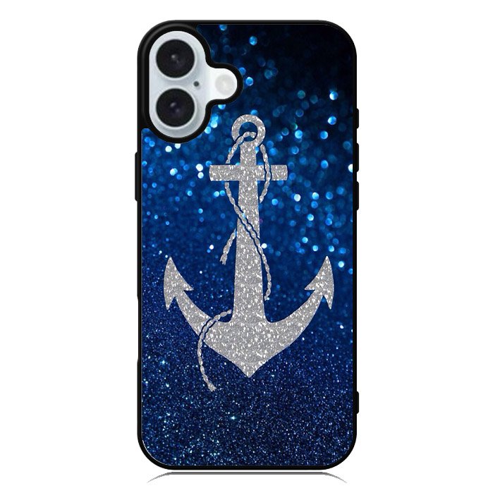 Blue Glitters Anchor iPhone 16 Case QC4188