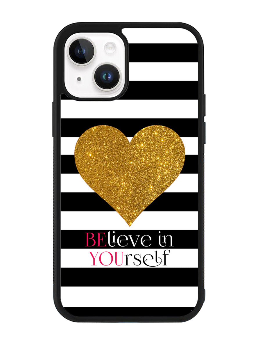 Stripes gold heart iPhone 15 Case OV2313