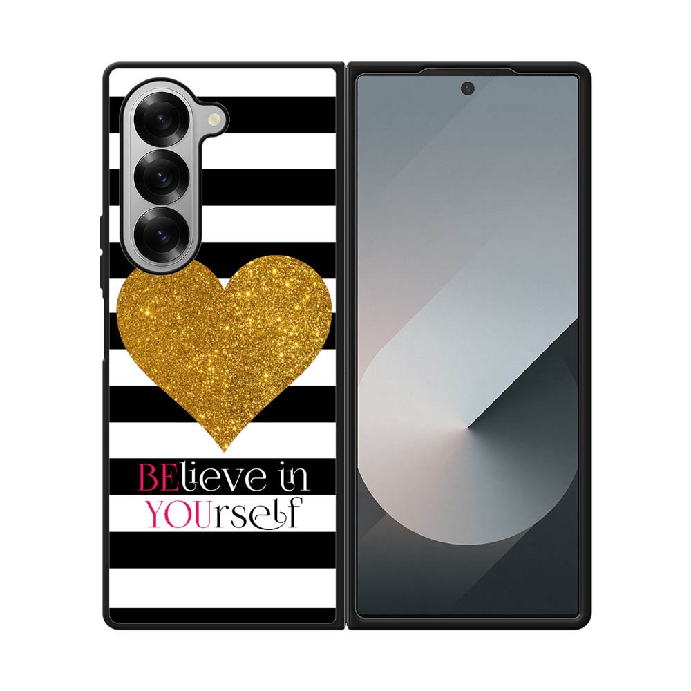 Stripes gold heart Samsung Galaxy Z Fold 7 5G Case OV2313