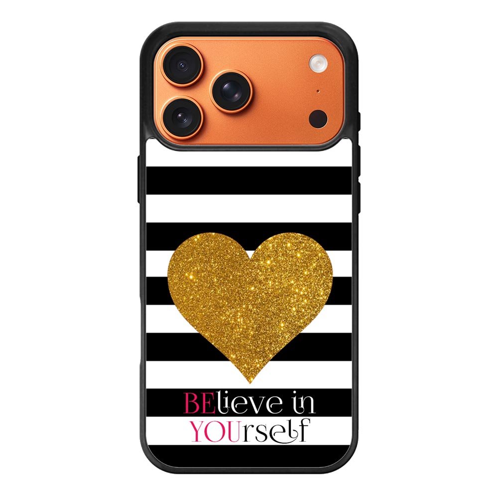 Stripes gold heart iPhone 17 Pro Case OV2313