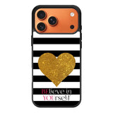 Stripes gold heart iPhone 17 Pro Case OV2313