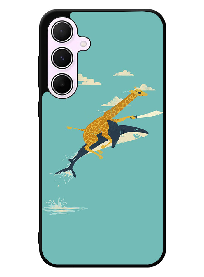 Black Friday offer Giraffe Riding Shark Samsung Galaxy A55 5G Case