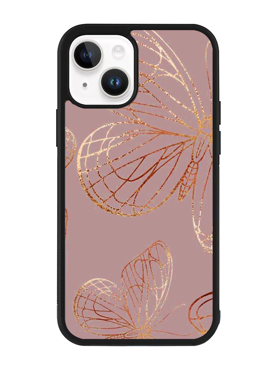 Butterfly Rose Gold iPhone 15 Plus Case OV10341