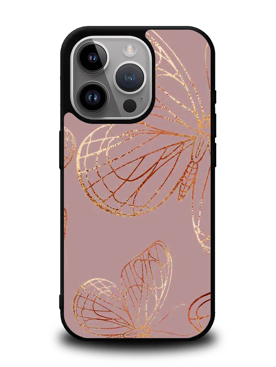 Butterfly Rose Gold iPhone 15 Pro Max Case OV10341