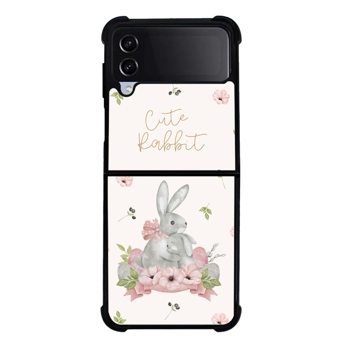 Cute Rabbit Spring E2104 Samsung Galaxy Z Flip 5 , Z Flip 4 , Z Flip 3 ,  Z Fold 5 , Z Fold 4 , Z Fold 3 5G Case