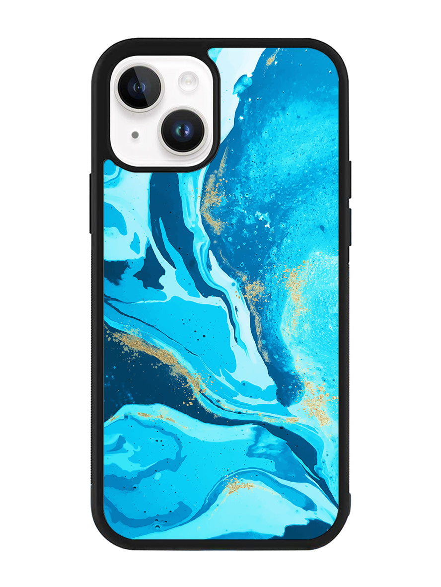 Marble Pattern Blue iPhone 14 Case QC3394