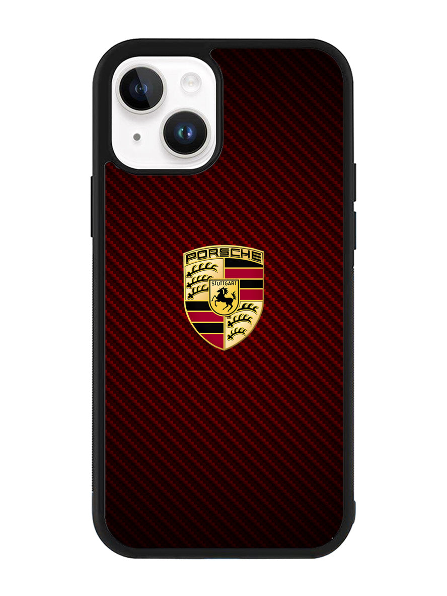 Porsche Logo Carbon Red iPhone 15 Plus Case OV2845