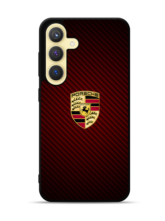 Porsche Logo Carbon Red Samsung Galaxy S25 Plus 5G , Samsung Galaxy S25+ 5G Case