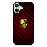 Porsche Logo Carbon Red iPhone 16 Plus Case