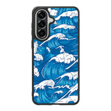 storm waves seamless pattern raging ocean water sea Samsung Galaxy A37 Case QC2355