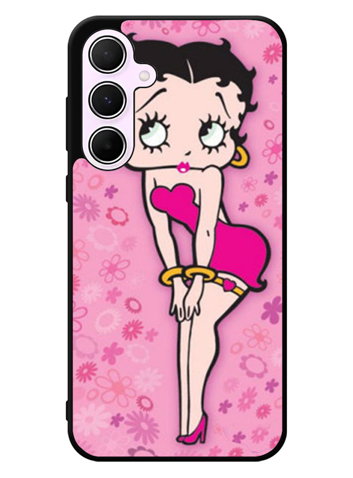 Betty Boop Pink Background flowers Samsung Galaxy A35 5G Case