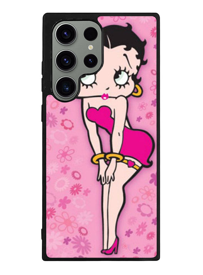 Betty Boop Pink Background flowers Samsung Galaxy S23 Ultra 5G Case