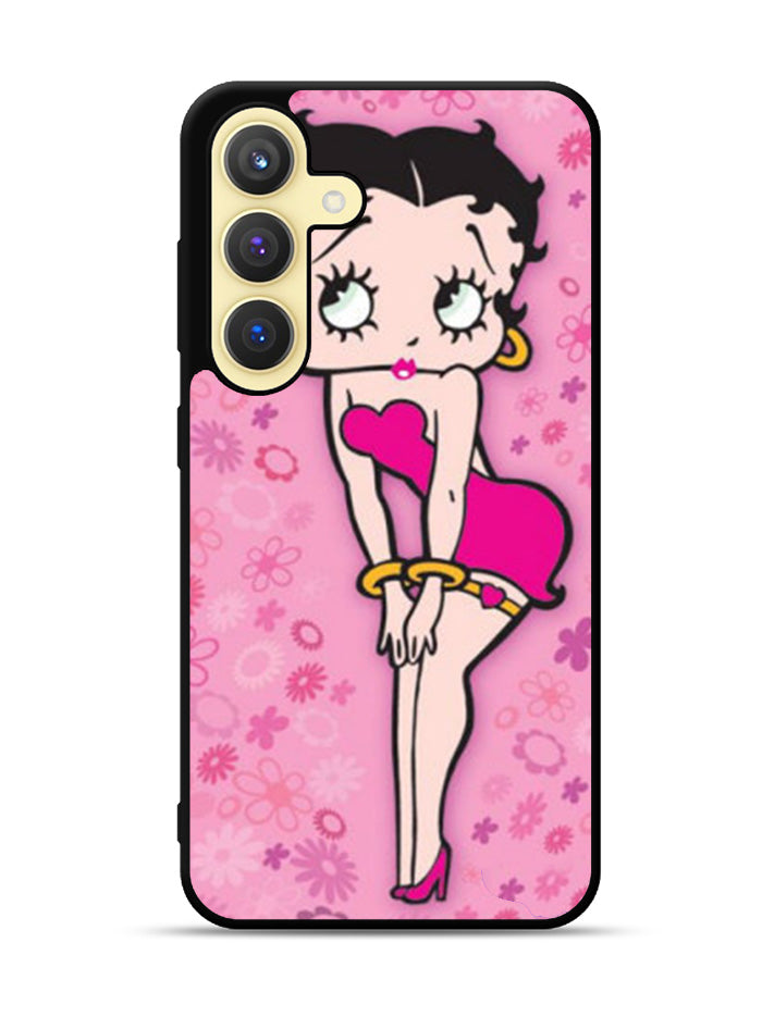 Betty Boop Pink Background flowers Samsung Galaxy S24 Plus 5G , Samsung Galaxy S24+ 5G Case