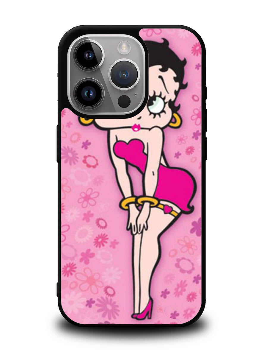 Betty Boop Pink Background flowers iPhone 16 Pro Max Case