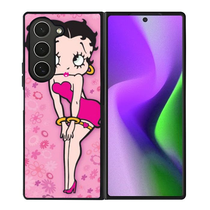 Betty Boop Pink Background flowers Samsung Galaxy Z Fold 6 Case