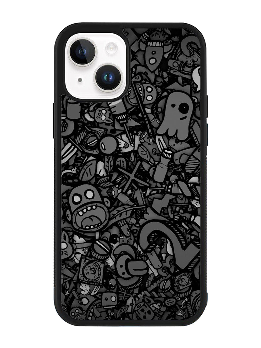 Doodle Grey Cool iPhone 15 Case OV7100