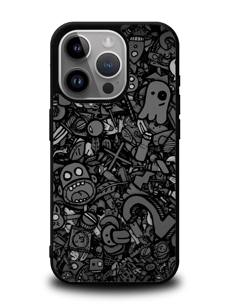 Doodle Grey Cool iPhone 14 Pro Max Case QC7100