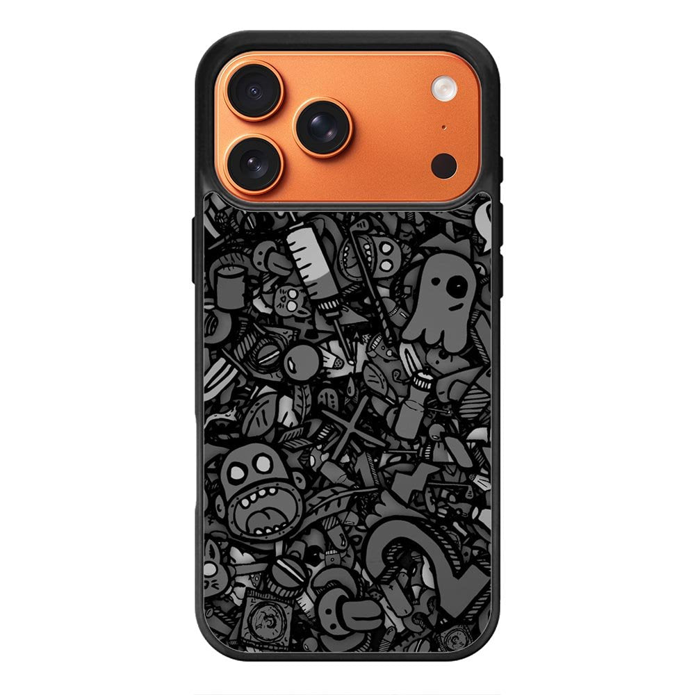 Doodle Grey Cool iPhone 17 Pro Case OV7100