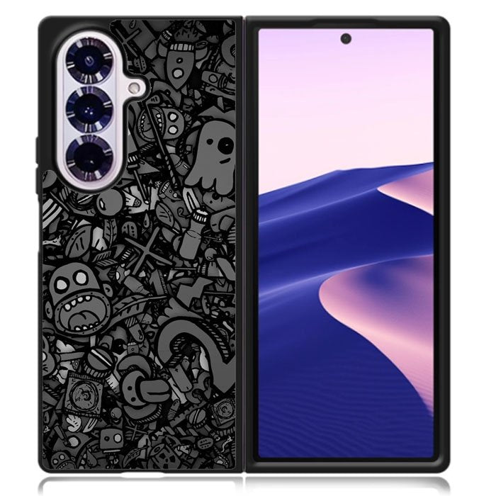 Doodle Grey Cool Samsung Galaxy Z Fold 7 Case OV7100