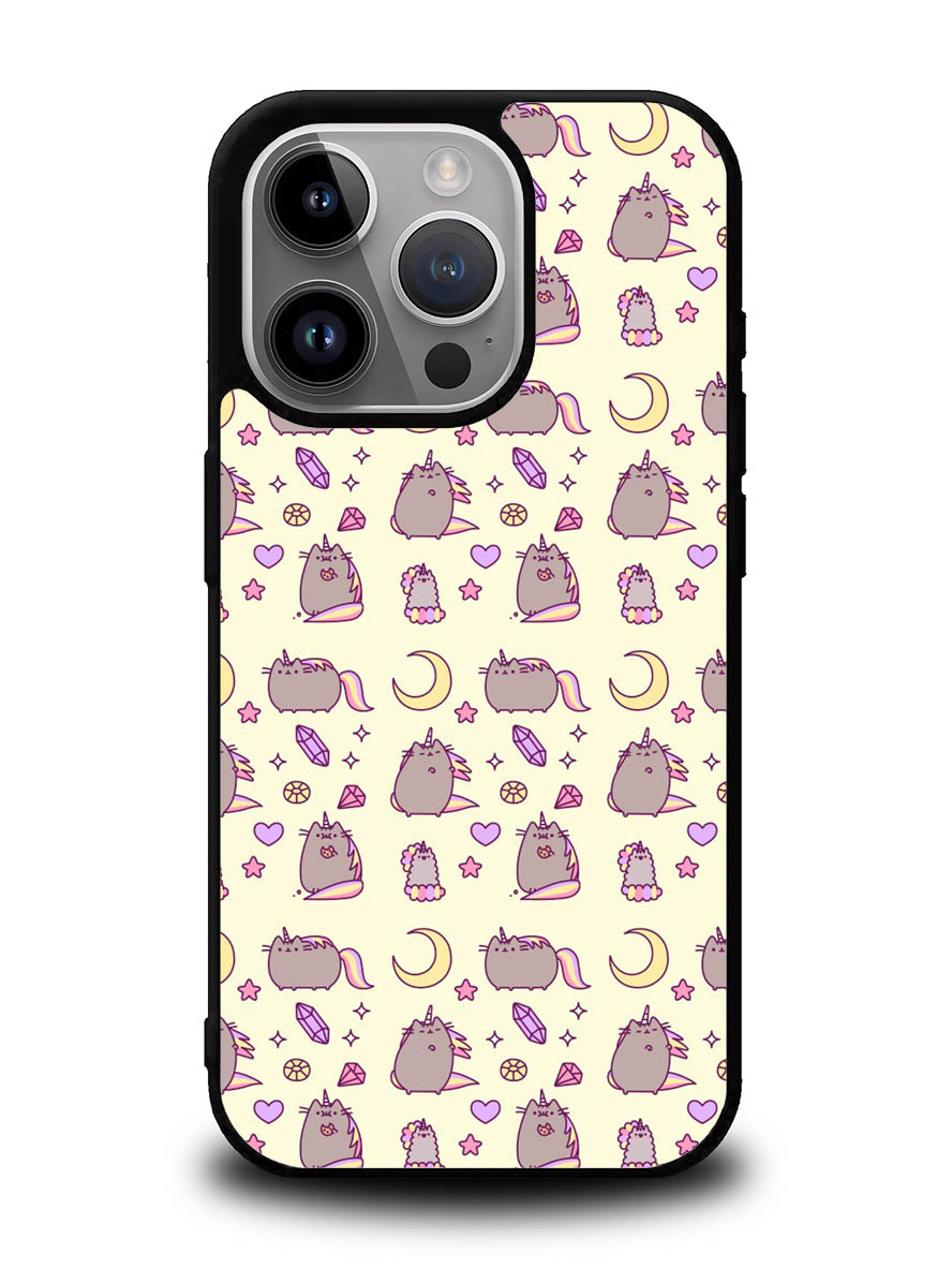 Pusheen The Cat Moon Pattern iPhone 16 Pro Max Case QC6948