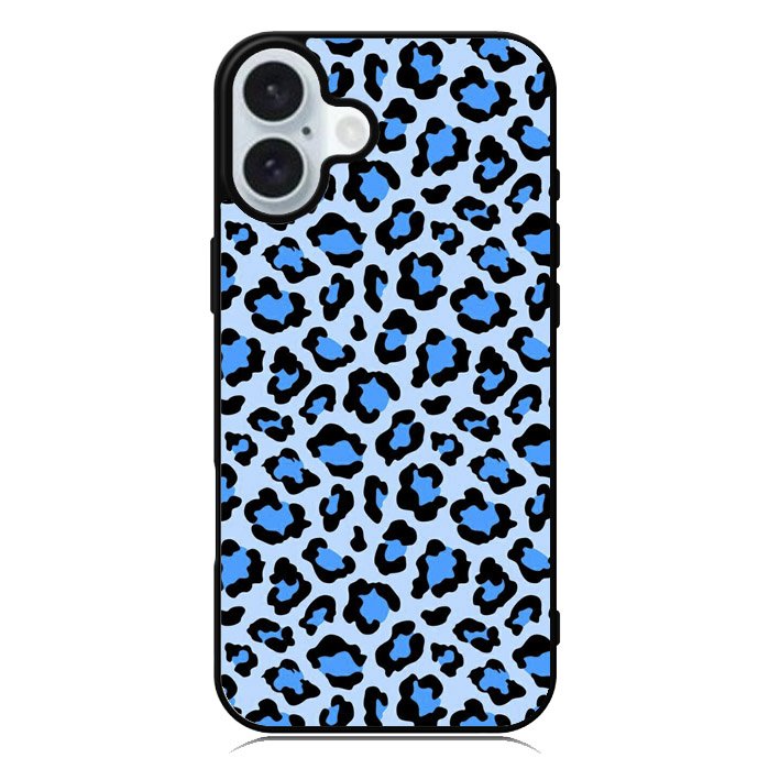 Leopard Blue Pattern iPhone 16 Plus Case QC9850