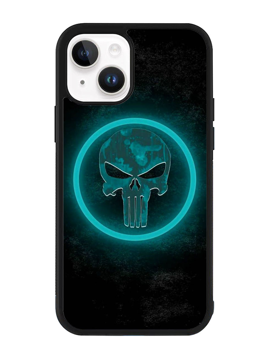 Punisher Blue Glow iPhone 15 Plus Case OV9917