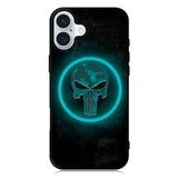 Punisher Blue Glow iPhone 16 Plus Case QC9917