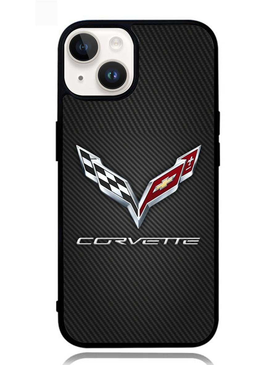 Corvette Logo Carbon 2nd iPhone 14 Plus Case