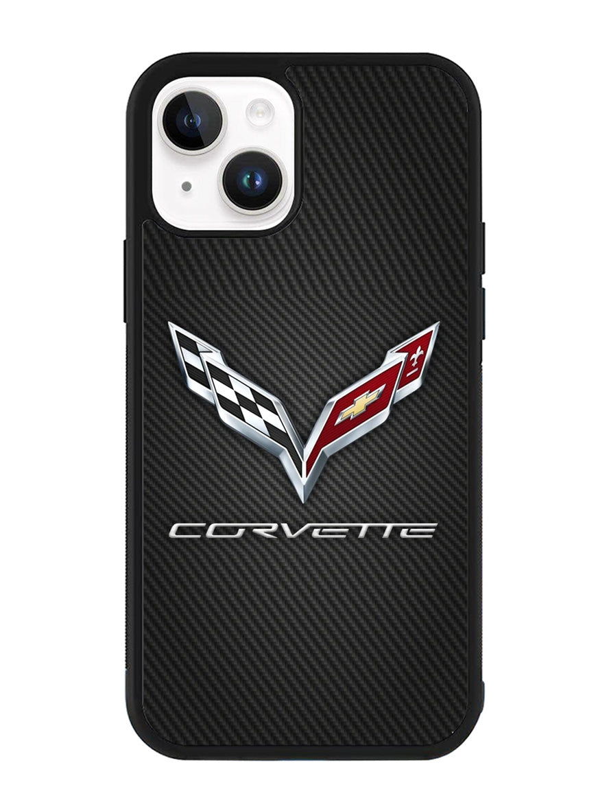 Corvette Logo Carbon 2nd iPhone 15 Case