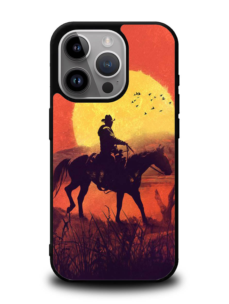 Red dead cowboy sunset Art iPhone 15 Pro Max Case OV10805
