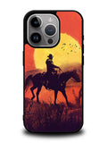 Red dead cowboy sunset Art iPhone 15 Pro Max Case OV10805