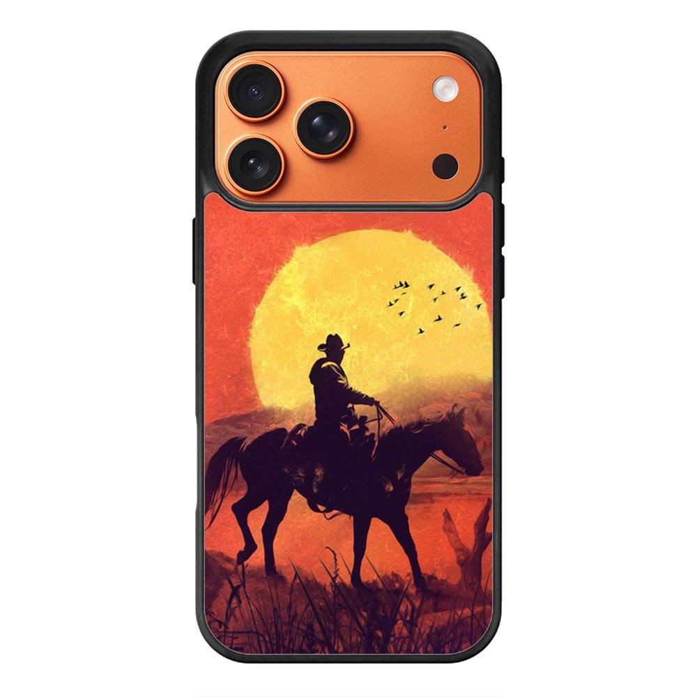 Red dead cowboy sunset Art iPhone 17 Pro Max Case OV10805