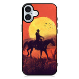 Red dead cowboy sunset Art iPhone 16 Case QC10805