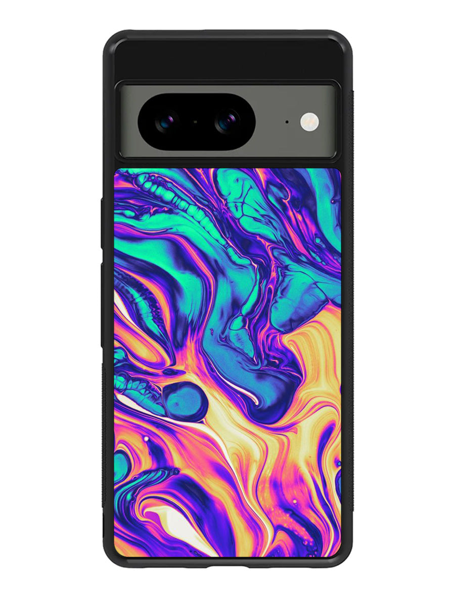Swirl Paint Blue and Yellow Google Pixel 8A Case QC10837
