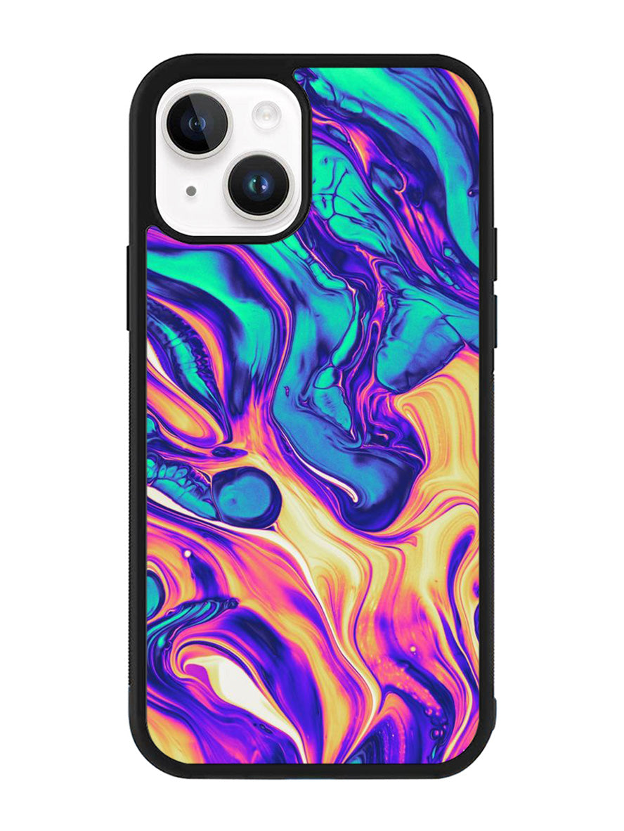 Swirl Paint Blue and Yellow iPhone 15 Case OV10837