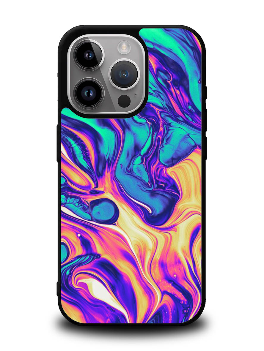 Swirl Paint Blue and Yellow iPhone 15 Pro Case OV10837