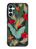 pattern tropical leaves with red hibiscus flower and bird of paradise Samsung Galaxy A35 5G Case OV10790