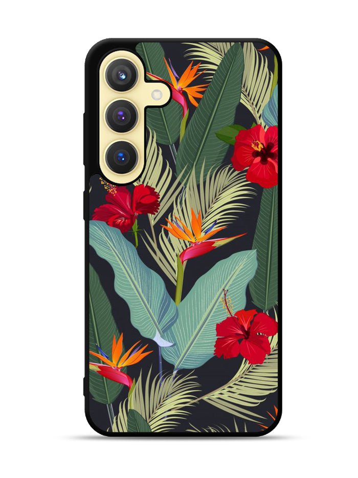 pattern tropical leaves with red hibiscus flower and bird of paradise Samsung Galaxy S23 Plus 5G , Samsung Galaxy S23+ 5G Case QC10790
