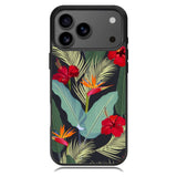 pattern tropical leaves with red hibiscus flower and bird of paradise iPhone 17 Pro Case OV10790