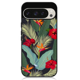 pattern tropical leaves with red hibiscus flower and bird of paradise Google Pixel 9 Pro XL Case OV10790