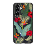 pattern tropical leaves with red hibiscus flower and bird of paradise Samsung Galaxy A57 Case QC10790